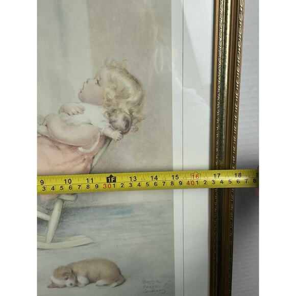 Vintage THE LULLABY By Bessie Pease Gutman Wood Frame Ivory Mat Art Print - Picture 8 of 10